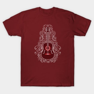 Acoustic Guitar With Scroll Design T-Shirt